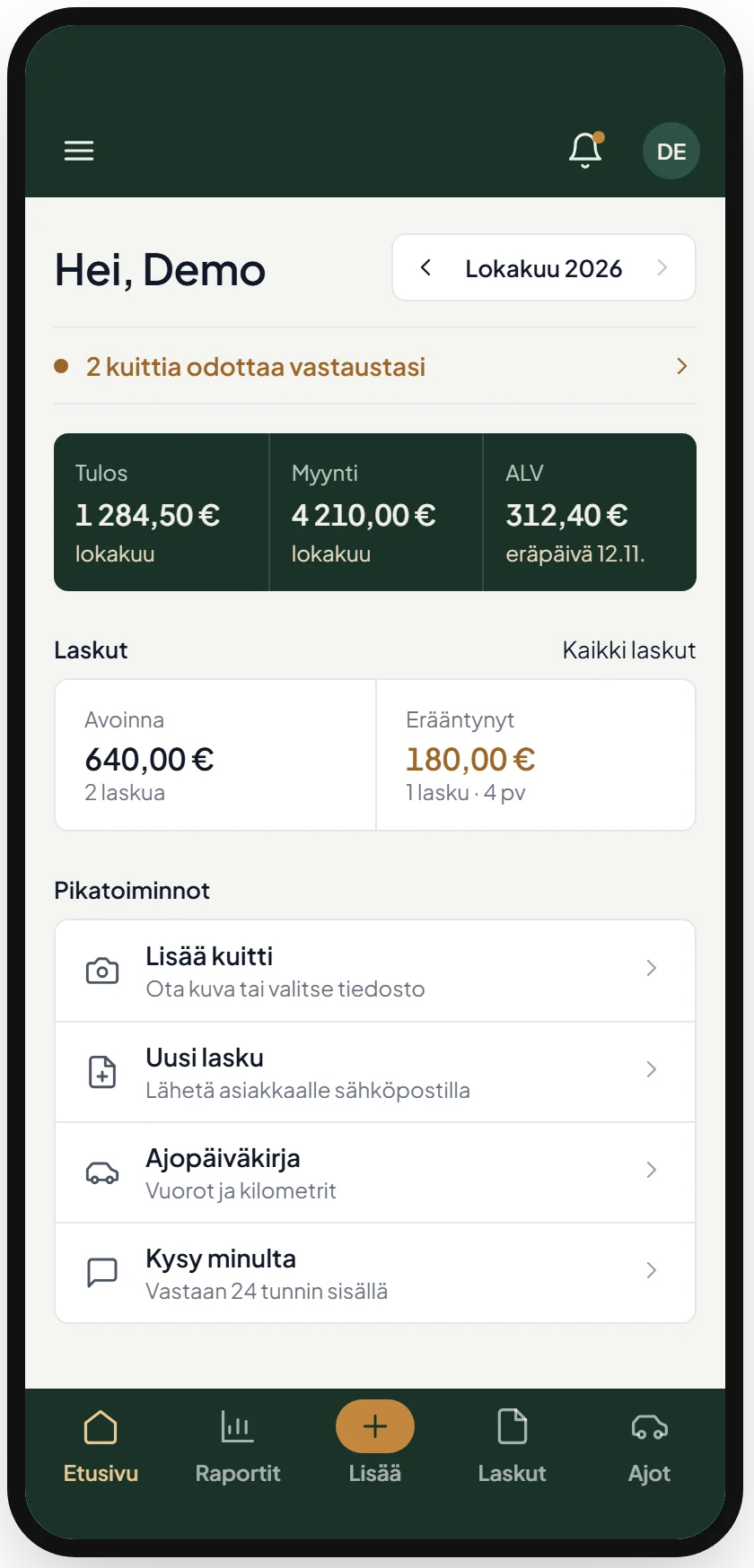 Etusivu puhelimessa